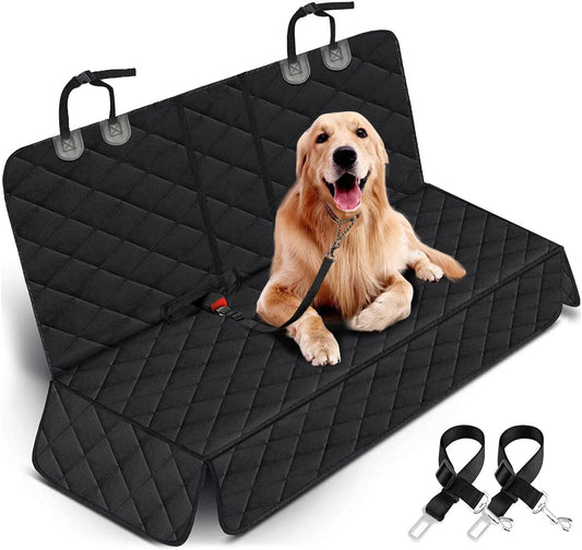 Premium Waterproof Dog Car Seat Cover - Non-Slip Back Seat Protector for Vehicles - Compatible with Middle Armrest - Black